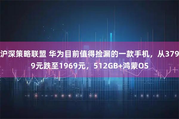 沪深策略联盟 华为目前值得捡漏的一款手机，从3799元跌至1969元，512GB+鸿蒙OS