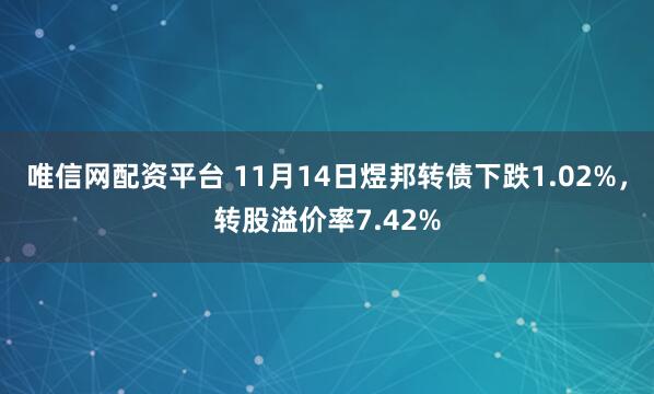 唯信网配资平台 11月14日煜邦转债下跌1.02%,转股溢价率7.42%